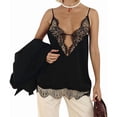 thumbnail image 2 of Lace Camis Tops for Women Spaghetti Strap Satin Silk V Neck Tank Top Y2K Going Out Shirt Tops Black XL, 2 of 9