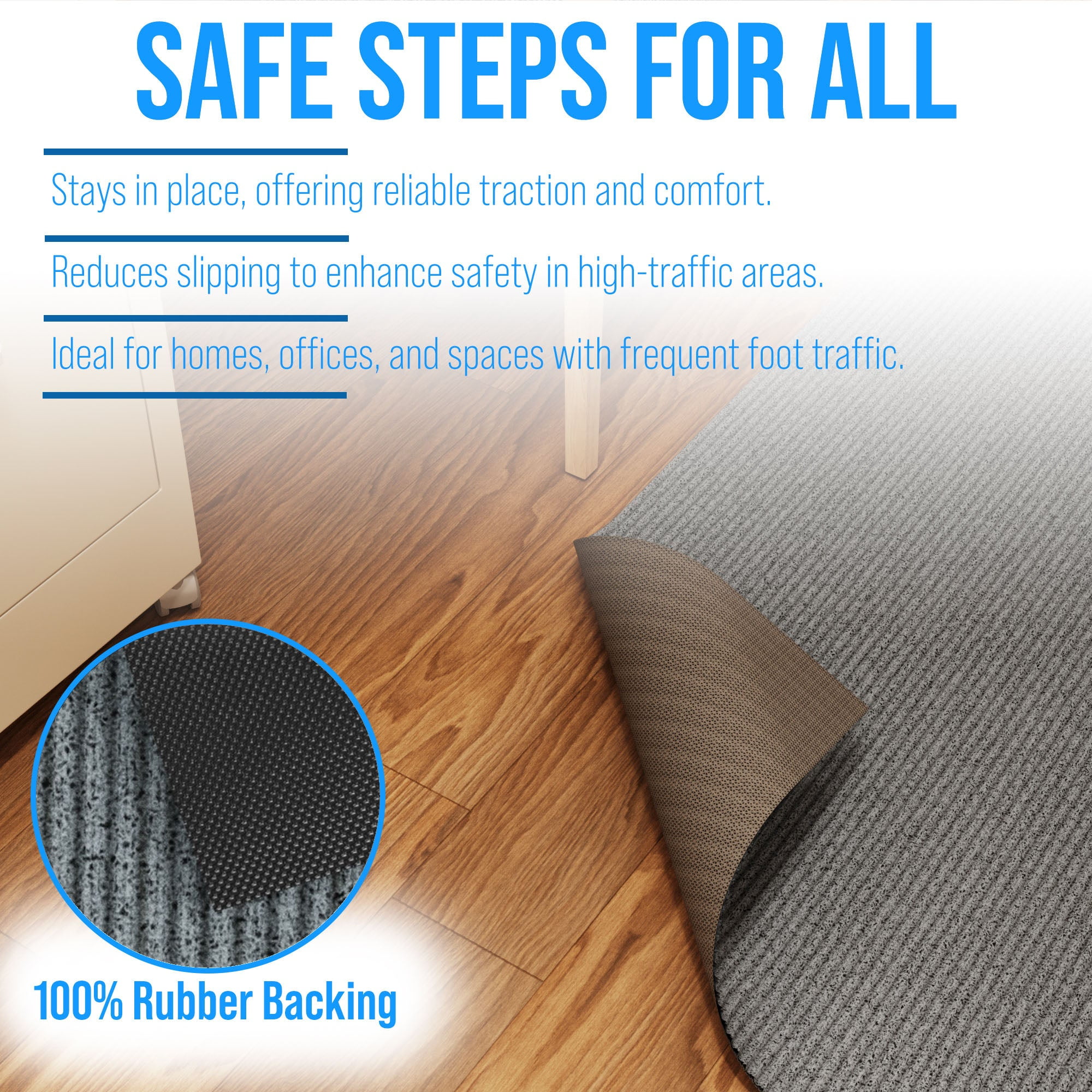 31 in. Wide x Cut-to-Length – Non-Slip, All-Weather, Heavy-Duty Utility Runner Rug – Absorbent, Dirt-Trapping, Kid and Pet Safe for Entryways and High-Traffic Areas, Gray