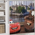 thumbnail image 6 of 4 Piece Cartoon Cars Fabric Shower Curtain Set, Anime Cute Shower Curtain and Rug Set for Bathroom, Toilet Lid Cover and Bath Mat with 12 Hooks Curtain Set Decor 48x72 in, 6 of 16