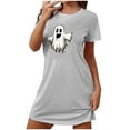 thumbnail image 3 of Pyjamas d'Halloween pour Femmes, Grande Taille, Robe de Nuit Courte avec Imprimé Poitrine, Col Rond et Manches Courtes, Tissu Doux pour un Sommeil Confortable et Tenue Décontractée, 3 of 3
