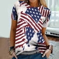 thumbnail image 2 of QLEICOM Womens 4th of July Tops Independence Day Popular American Flag Printed T-shirt Flag Printing Round Neck Print Summer Loose Fitting Tee Tops Blouses White XXL, 2 of 6