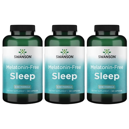 Swanson Melatonin-Free Sleep Aid - 3-in-1 Formula 120 Caps 3 Pack