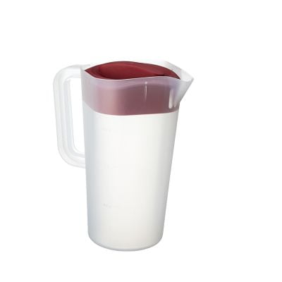 RUBBERMAID Covered Pitcher 2.25 qt White with Red Cover 