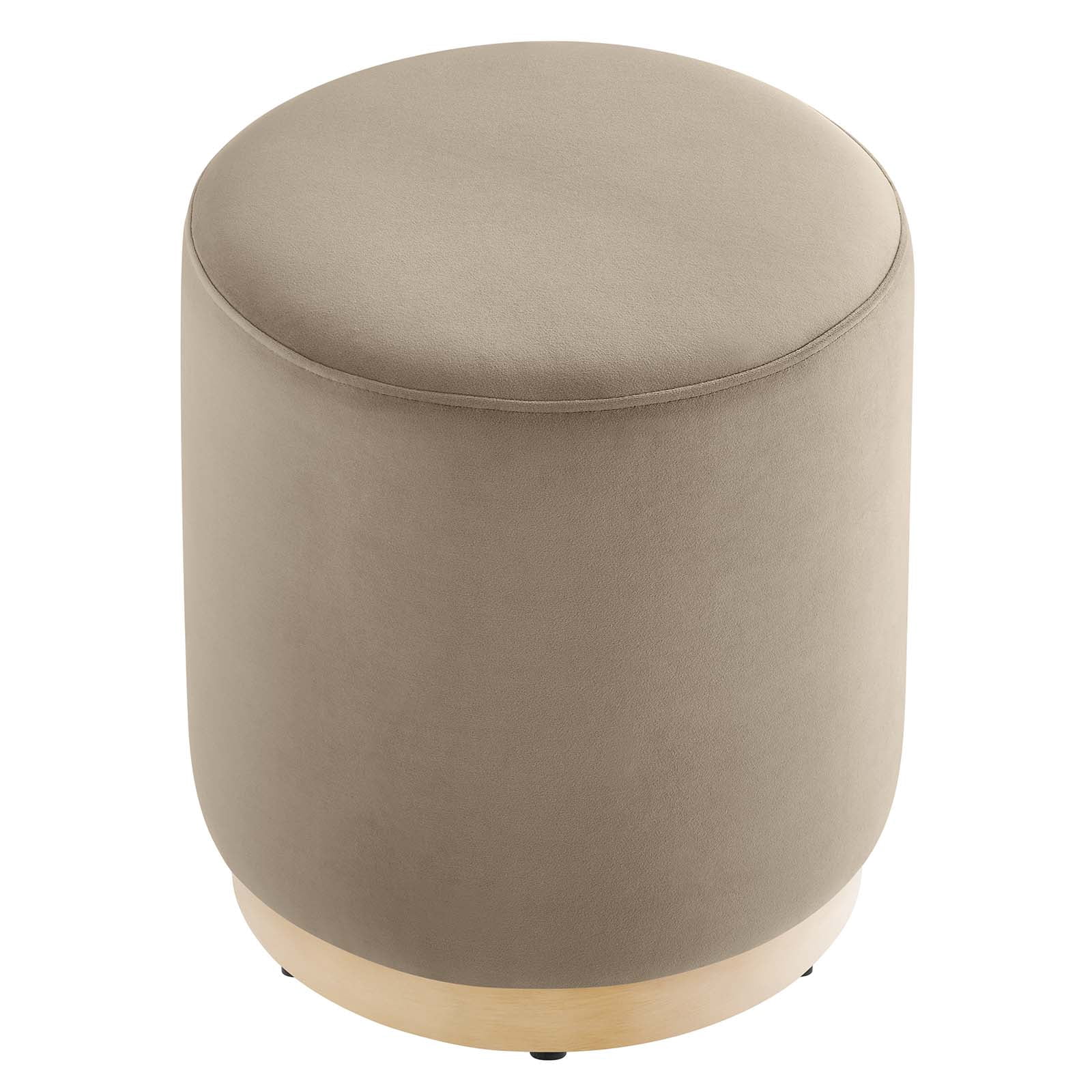 Modway Tilden 16" Round Performance Velvet Upholstered Ottoman in Taupe Natural
