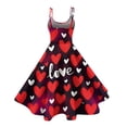 thumbnail image 3 of Valentines Dress for Women Sleeveless Love Heart Print Dresses 2026 Spring A-Line Strapless Cocktail Punk Dress Vermilion L, 3 of 4
