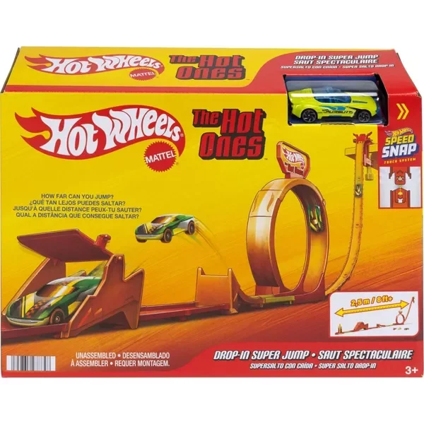 Hot Wheels The Hot Ones Drop-In Super Jump Diecast Car Track Set