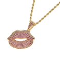 thumbnail image 2 of Collar de con colgante de labio caliente chapado en dieciocho , circonita cúbica, joyería colgante de Navidad, gargantilla de Navidad, dorado Salvador Collar largo colgante, 2 of 10