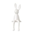thumbnail image 3 of Estatua de conejo de cerámica, decoración para el hogar, adorno coleccionable moderno y adorable. Blanco, 3 of 9