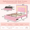 thumbnail image 2 of NHIXSOM Twin Upholstered Platform Bed Frame with LED Lights and Storage, Velvet Adjustable Headboard, Pink, 2 of 8