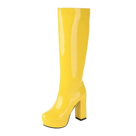 eileial Thigh High Boots Over The Knee Boots for Women Sexy Stilettos High Heels Boots Stretch Suede Long Pointed Toe Shoes Yellow 8
