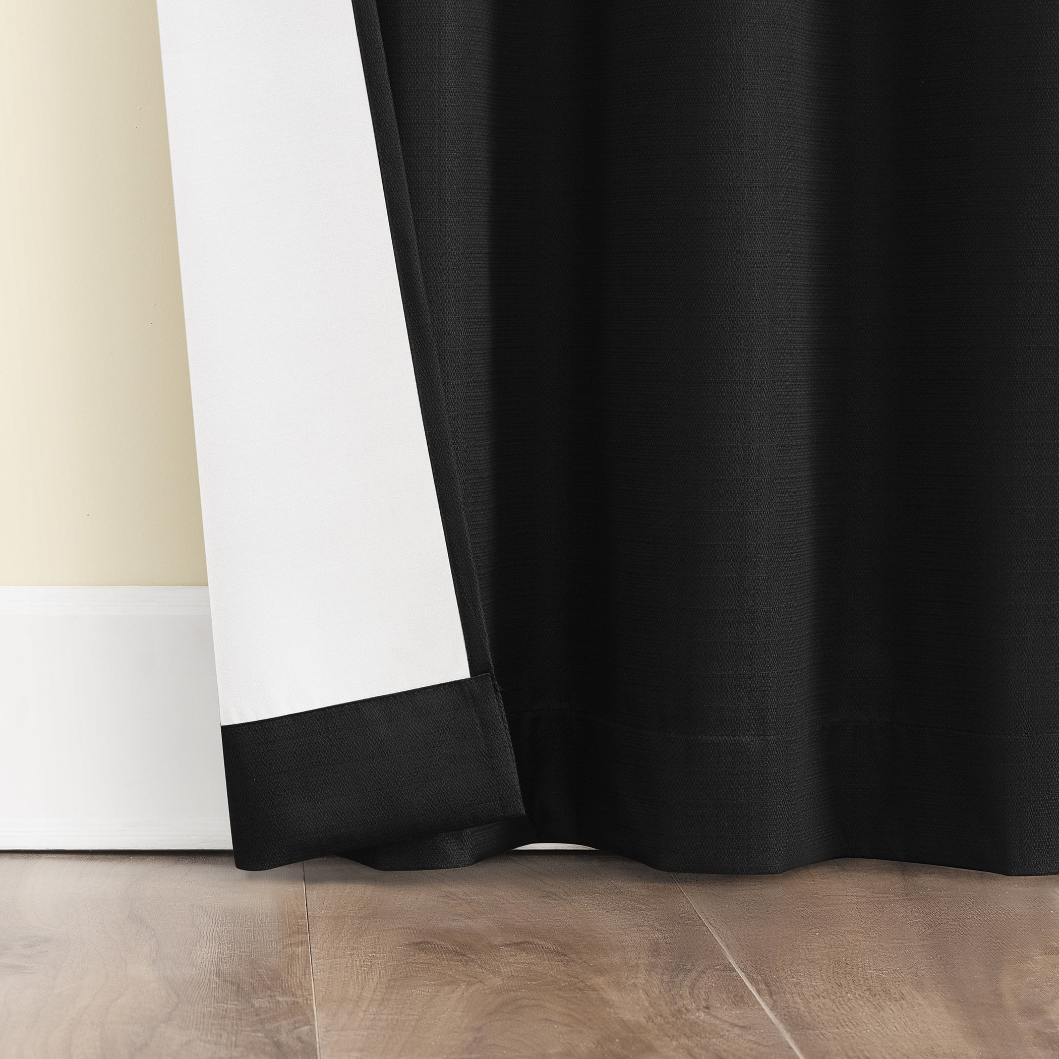 Sun Zero Karina Textured Blackout Rod Pocket Curtain Panel, 40"W x 63"L, Black