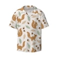 thumbnail image 4 of Uemuo Squirrel And Leaves Pattern Cotton Linen Short Sleeve Shirts,Casual Lightweight Button Down Shirts,Vacation Beach Summer Tops-3X-Large, 4 of 7