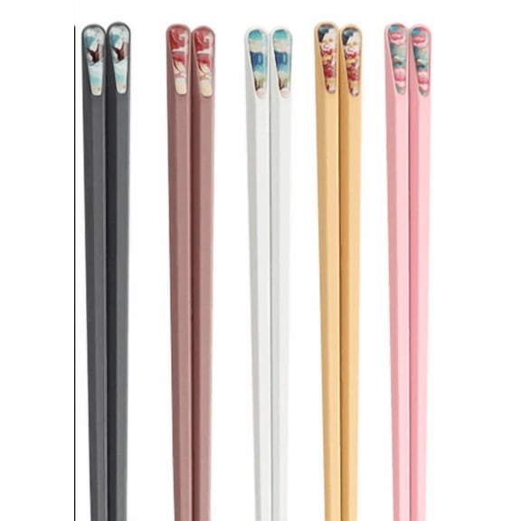 Chopsticks Set 5 Pairs Reusable Plastic Chopsticks Bpa-free Dishwasher-safe Non-slip Fiberglass Chinese Japanese Chopstick Gift Set Fiberglass