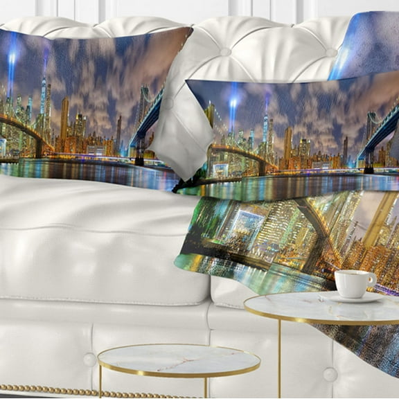 Designart Manhattan in Memory of September 11 - Cityscape Throw Pillow - 12x20