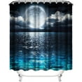 thumbnail image 2 of Shower Curtain Full Moon Over Ocean Landscape Waterproof Fabric Shower Curtain for Bathroom Decor Set with Hooks 72 x 72 Inches, 2 of 6
