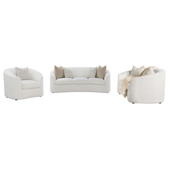 Rainn 3-piece Boucle Upholstered Sloped Arm Sofa Set Latte