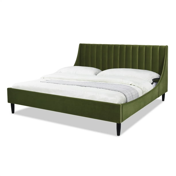 Aspen Vertical Tufted Headboard Platform Bed Set King Olive Green Velvet Com - Olive Green Velvet Bedding Aspen Vertical Tufted Headboard Platform Bed Set King Olive Green Velvet Com - Olive Green Velvet Bedding