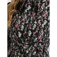 thumbnail image 5 of INSPIRE CHIC Women's Tie Neck Dresses Chiffon Long Sleeve Belted Vintage Floral Dress L Blacks, 5 of 6