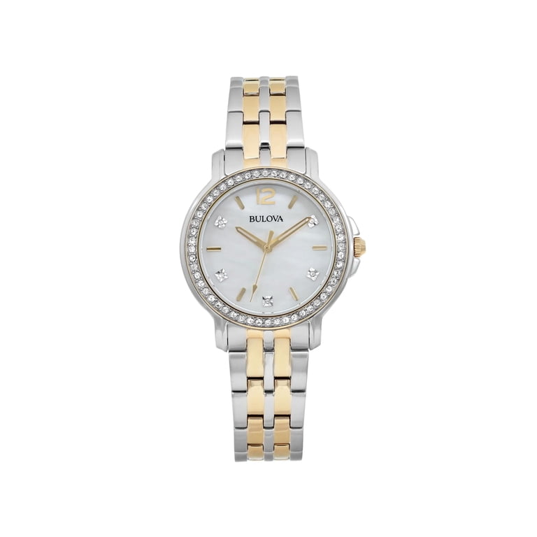 New Bulova Two-Tone 34mm Steel Ladies Watch and Crystal Stud  display picture 1