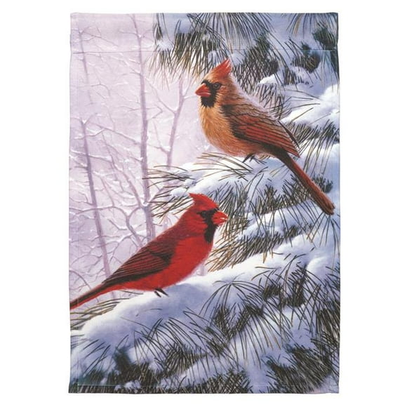 Magnolia Gardens M080052 13 x 18 in. Print Winter Song Birds Polyester Garden Flag