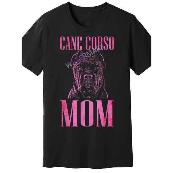 Cane Corso Mom Graphic T-Shirt, 100% Cotton, Casual Crew Neck Tee, Medium Stretch Knit Fabric, Solid Color, Regular Fit, for Adults, All-Season Top