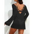 thumbnail image 4 of Charmo Womens Side Split One Piece Cover-up Long Sleeve Swim Tops Backless Beachwear, 4 of 6