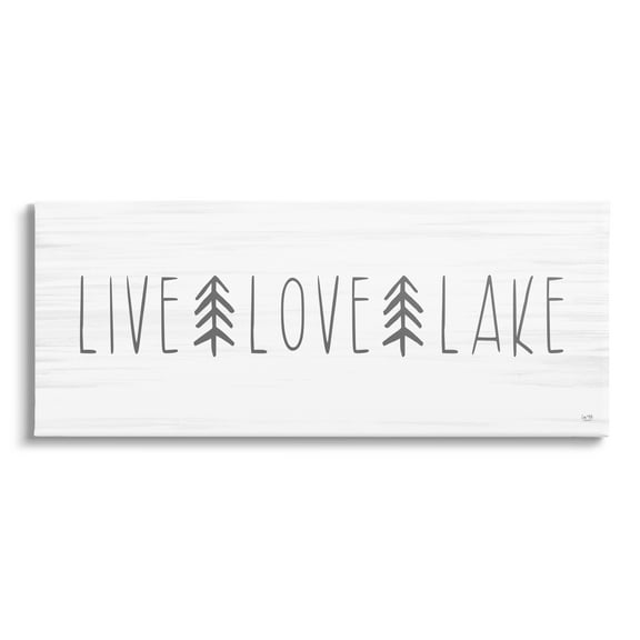 Stupell Industries Live Love Lake Phrase Nature Painting Gallery Wrapped Canvas Print Wall Art, 30 x 13