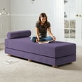 thumbnail image 2 of Jaxx Alon Daybed - Fold-Out Sleeper Chaise with Premium Memory Foam Queen-Size Mattress - Made in the USA, Plum, 2 of 5