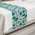 thumbnail image 2 of Watercolor Bed Runner, Seaweed Splashes Underwater Fauna Starfish Jellyfish, Decorative Accent Bedding Scarf for Hotels Homes and Guestrooms, Queen, Seafoam Deep Sky Blue, by Ambesonne, 2 of 2