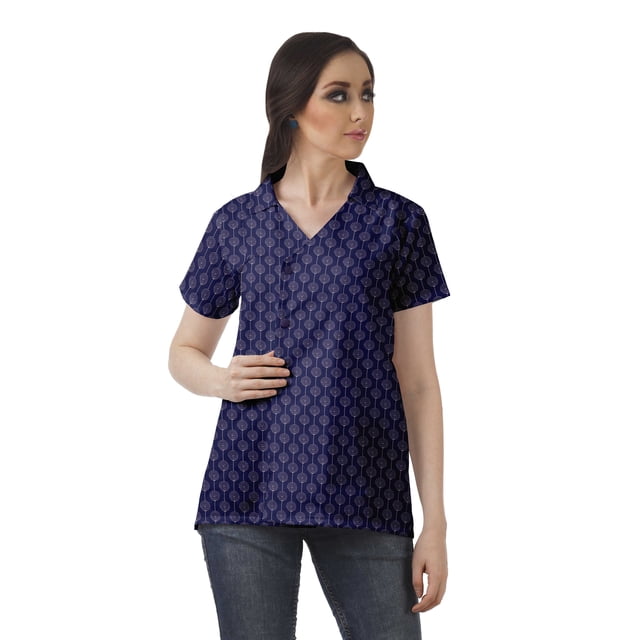 Moomaya Chemise Tunique Style Enveloppant pour Femmes en Coton Décontracté Col Classique Boutonné