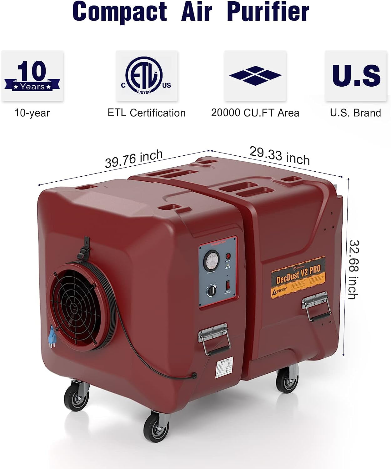 Abestorm 2000 CFM Air Scrubber Commercial with 3 Stage Filtration Negative Air Machine HEPA Air Scrubbers UV-C Light Air Cleaner for Commercial, Industrial, Damage Restoration, and Large Spaces