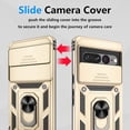 thumbnail image 3 of KOMI for Pixel 7 Pro Case, Google Pixel 7 Pro Case with 2 HD Screen Protector + Slide Camera Cover, Magnetic Ring Holder Kickstand [Military Grade Shockproof] Case for Pixel 7 Pro 6.7", Gold, 3 of 5