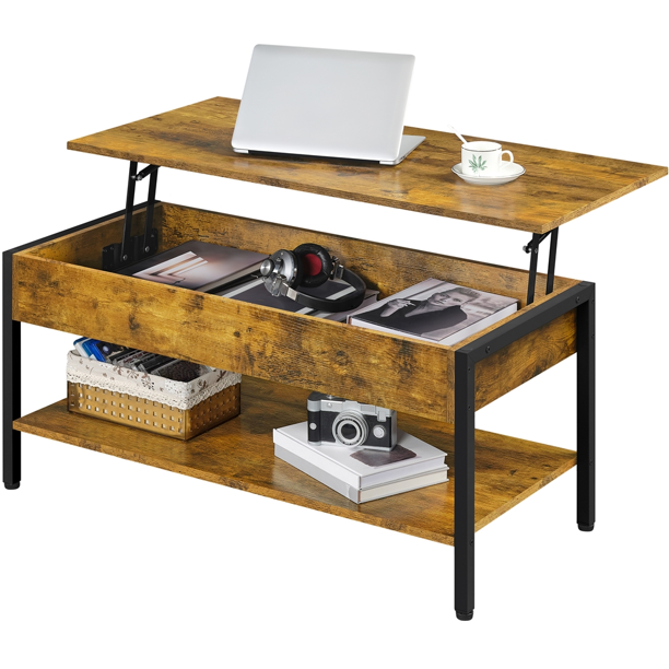 Alden Design Wood Lift Top Coffee Table with Hidden Compartment for