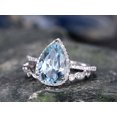 thumbnail image 5 of HeartsAndYou 2.7ct Natural Blue Aquamarine Bridal Set Stylish Band 100% 14k SOLID White Gold, 5 of 9