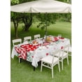 thumbnail image 3 of Outdoor Tablecloth with Umbrella Hole and Zipper, Valentine's Day Rectangle Table Cloth 60x120 Inch Waterproof Tablecloth, Eucalyptus Red Love Heart Grey Check Picnic Table Cover for Patio Camping, 3 of 7