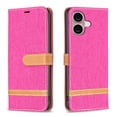 thumbnail image 2 of Feishell Case for iPhone 16 Plus Cloth Texture Premium PU Leather Simple Wallet Case [Credit Card Slots] [Kickstand] [Magnetic Closure] [Wrist Strap] Shockproof Flip Cover,Rose, 2 of 8