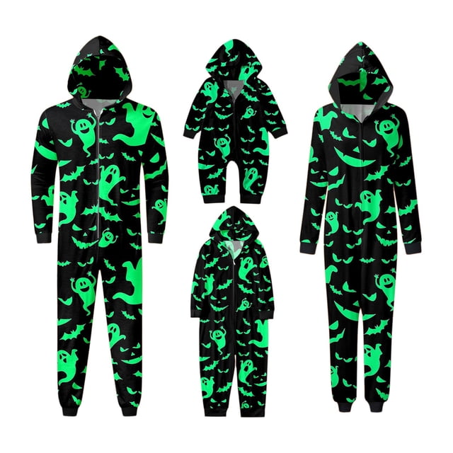 Aocisk Pyjamas d'Halloween Confortables pour la Famille avec Jour Pyjamas Assortis pour Maman Orange P