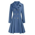 thumbnail image 3 of Women'S Trench Coat Fashion Lapel Double Breasted Thick A Line Pea Coats Jacket with Pockets Gray Blue L, 3 of 5