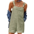 thumbnail image 4 of Women Summer Casual Sleeveless Romper Loose Striped Tied Shorts Overalls Jumpsuit with Pockets, 4 of 6