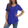 thumbnail image 5 of VERABENDI Women's Plus Size Tops Summer Short Sleeve Lace Trim Shoulder Tunic Blouses,M-4XL, 5 of 7