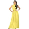 thumbnail image 3 of KOH KOH Long Sleeveless Bridesmaid Wedding Party Guest Summer Flowy Casual Brides Formal Evening Sexy Halter Neck Maxi Dress Gown For Women Daffodil Yellow XXX-Large US 22-24 NT012, 3 of 6