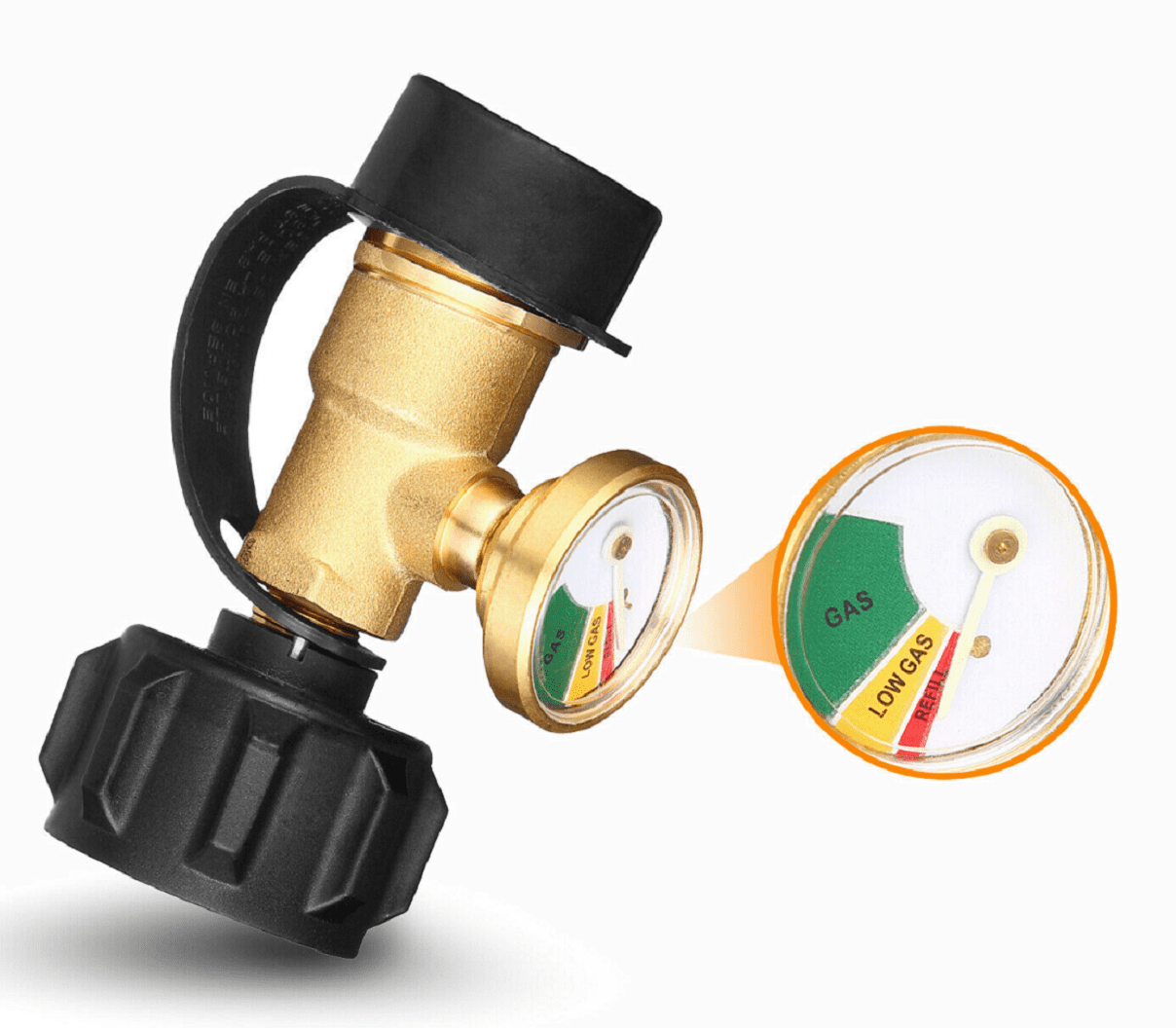 Gauge Master Propane Tank Brass Adapter W/ Pressure Meter LP Gas Grill BBQ RV 