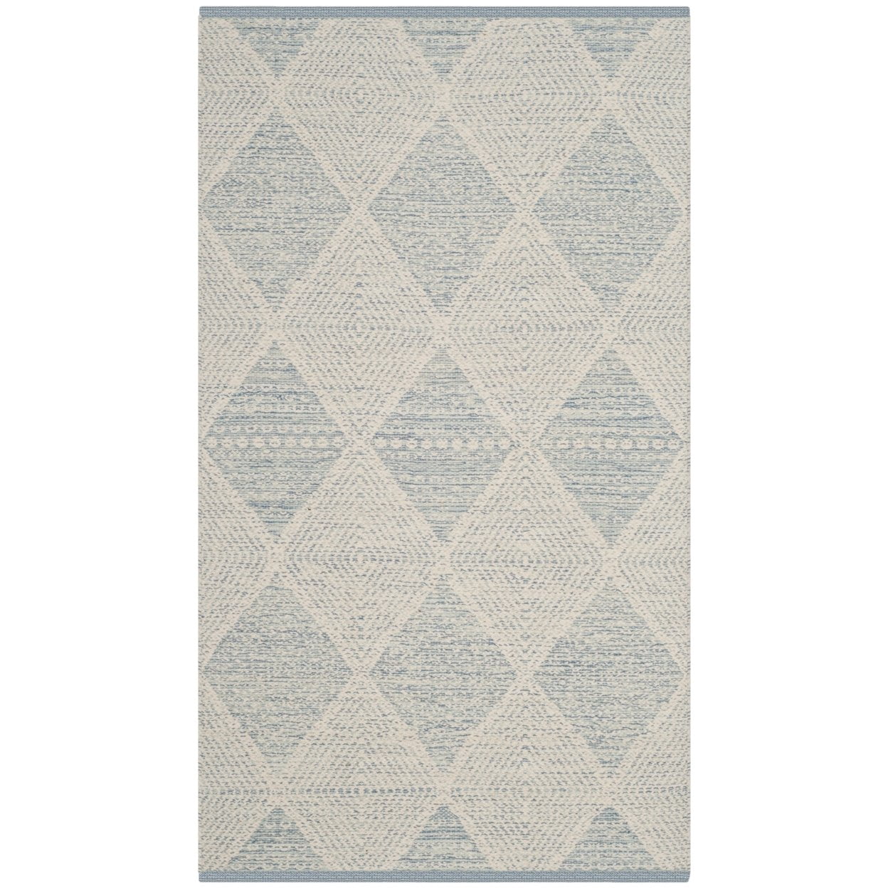 SAFAVIEH Montauk Caleb Geometric Diamond Cotton Area Rug, Light Blue, 3' x 5'