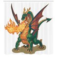 thumbnail image 3 of Ambesonne Dragon Shower Curtain, Mythical Monster Mascot, 69"Wx84"L, Hunter Green Dark Orange, 3 of 3