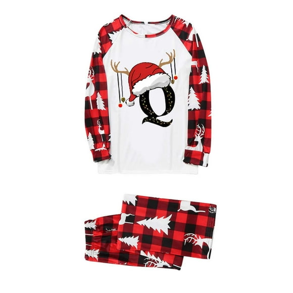 SNOWSONG Clearance! Matching Christmas Pajamas for Family 2024 New 26 Alphabet Parent-Child Dresses Dad Style Q Matching Family Pajamas Winter Pajamas A Set of PJs Red L