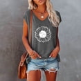 thumbnail image 2 of Womens Shirts Summer Blouse For Fashion Cap Sleeve Tops Trendy Tank Tops Floral Print Lace V Neck Loose Fit Shirts Womens Tops, 2 of 4