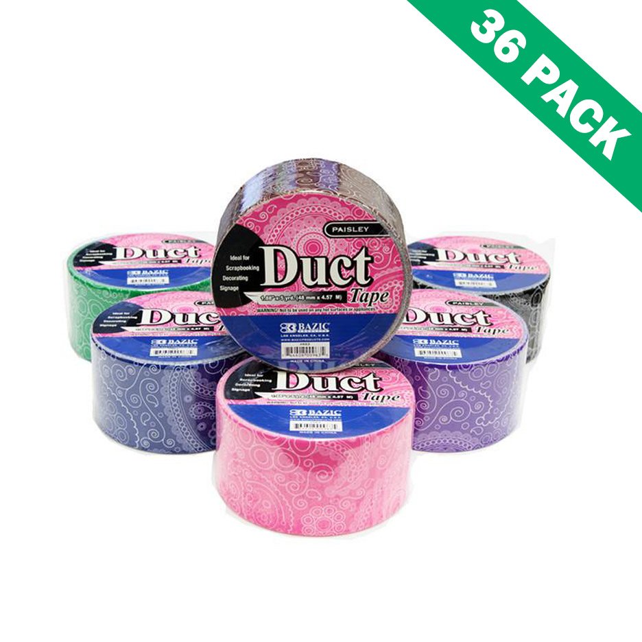 Paisley Duct Tape, Box Of 36 Assorted Colored Duct Tape Sets 1.88 In By