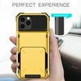 thumbnail image 7 of Card Holder Case for iPhone 12 Pro Max 6.7" 2021, Allytech Hard PC Back and Soft Silicone Rubber Inner Hybrid Anti-Scratch Shockproof Hidden Wallet Credit Card Storage Flip Back Cover, Yellow, 7 of 7