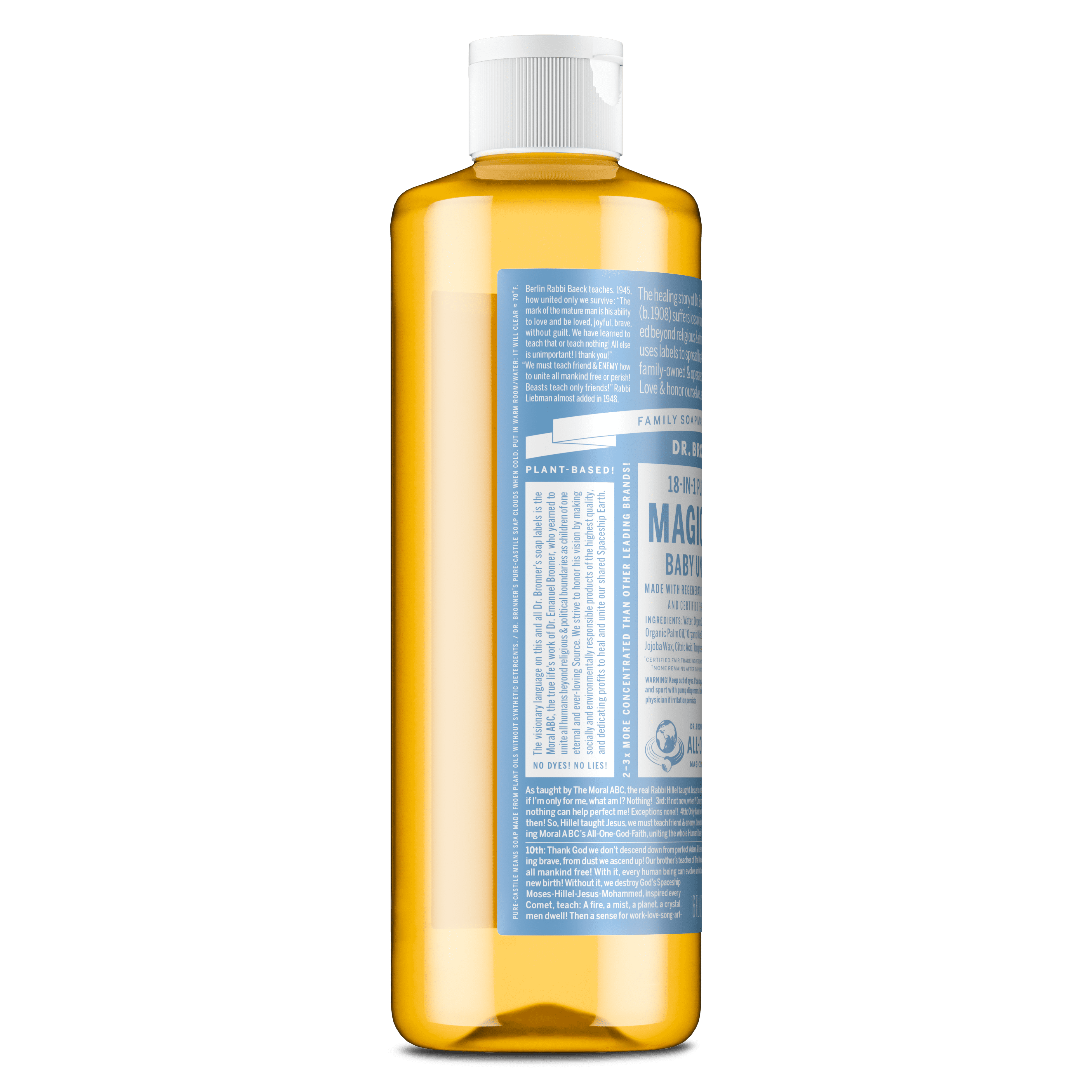 Dr.Bronner's Magic Soap, Baby Unscented, Pure-Castile Body Wash Liquid Soap, 16 fl oz