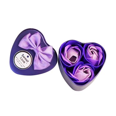 Boîte en Fer-Blanc de Fleurs de Savon 3 Roses Cadeau de la Saint-Valentin